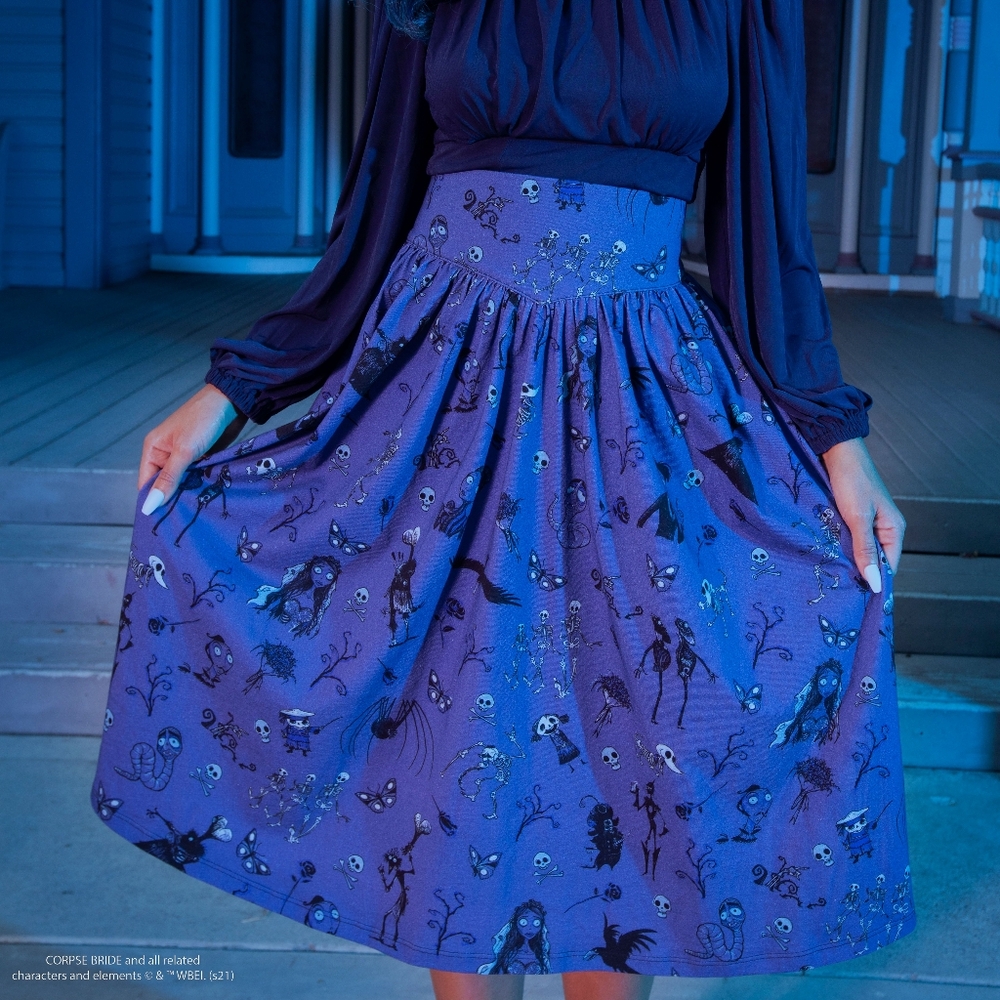 La Femme En Noir Corpse Bride swing skirt gothic 2x nwt micheline pitt pinup